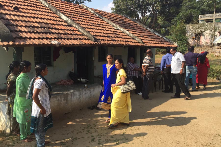 Indian people in village walking and talking